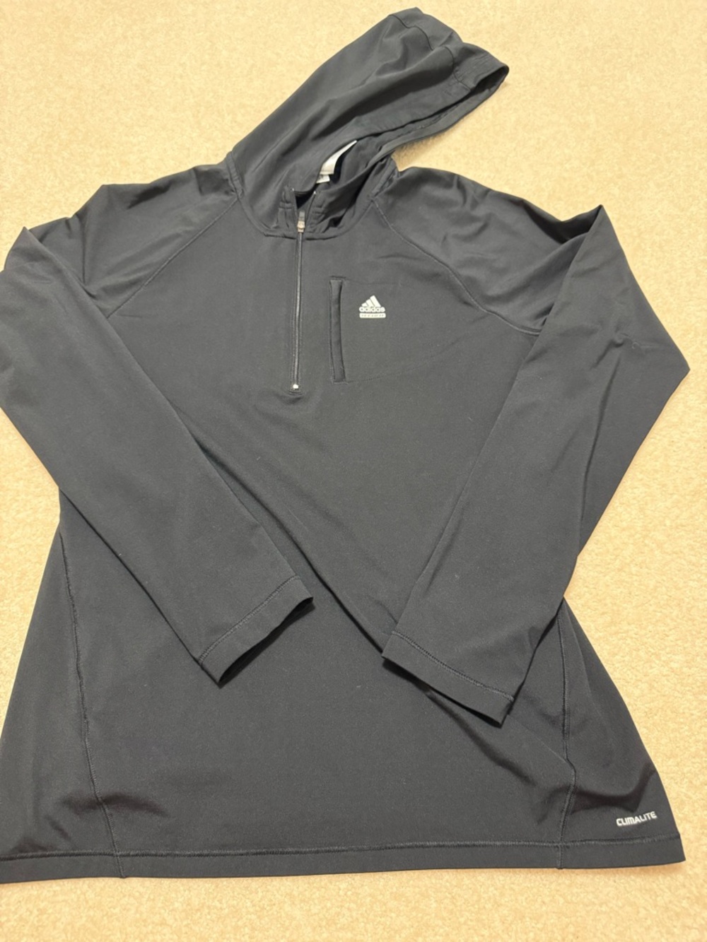 adidas Women’s Black Tech-fit Quarter-Zip Hooded Training Top XL